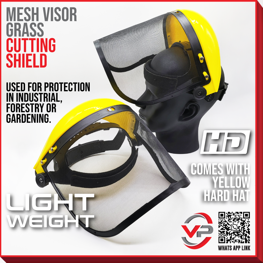 Safety Face Shield With Mesh Visor – Full-Face Helmet For Chainsaw, Gardening, Logging & Brushcutter – Adjustable, Yellow