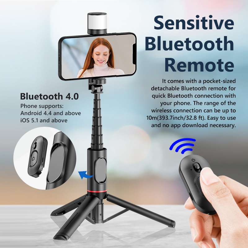 selfie-stick-ขาตั้งกล้องบลูทู-ธ-ที่รองรับการเติมแสง-ขาตั้งกล้องไม้เซลฟี่ไร้สาย-1-55m-พับได้มาพร้อมรีโมทบลูทูธ