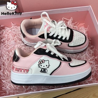 รองเท้ากีฬาลําลอง พื้นแบน ลาย Hello Kitty Y2k สีชมพู เข้ากับทุกการแต่งกาย สไตล์ฮาราจูกุ สําหรับผู้หญิง