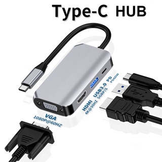 อะแดปเตอร์แปลงวิดีโอ USB c Type c เป็น HDMI 4K VGA USB3.0 PD 100W ชาร์จเร็ว สําหรับ Macbook pro Samsung s9 s10