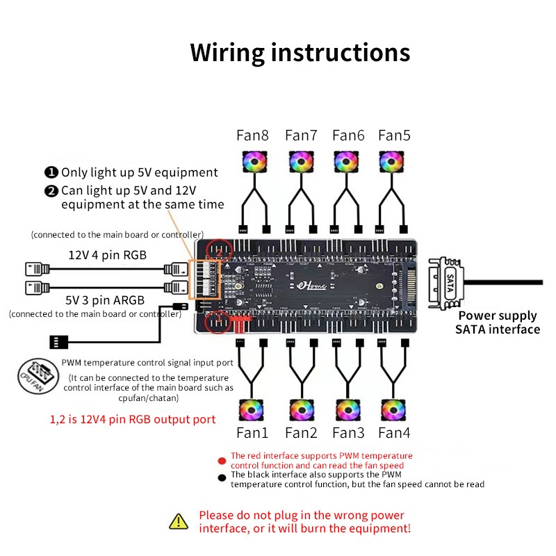 Ocng ตัวแปลงไฟ RGB 12V 4Pin RGB เป็น 5V 3Pin ARGB ควบคุมอุณหภูมิ ...