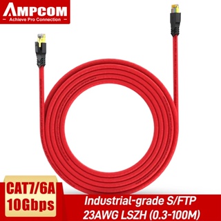 Ampcom Cat7 สายเคเบิลอีเธอร์เน็ต S/FTP 23AWG 10Gbps ยาว 0-100 ม. สําหรับแล็ปท็อป เราเตอร์ PC
