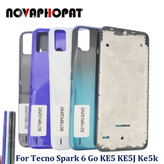 Novaphopat ฝาครอบแบตเตอรี่ด้านหลัง LCD พร้อมกรอบปรับระดับเสียง สําหรับ Tecno Spark 6 Go KE5 KE5j KE5k