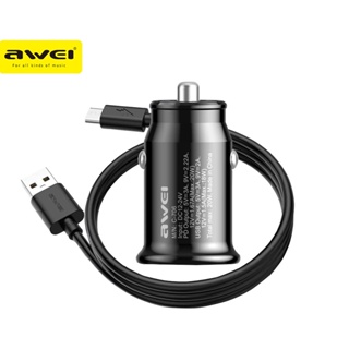 Awei C-706 ที่ชาร์จในรถยนต์ 20W + สายชาร์จ USB เป็น Type C ชาร์จเร็ว 3.0 &amp; PD 20W