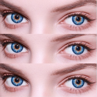 Uyaai คอนแทคเลนส์สายตาสั้น สีฟ้า 14.2 มม. สําหรับปีเดียว 2 ชิ้น