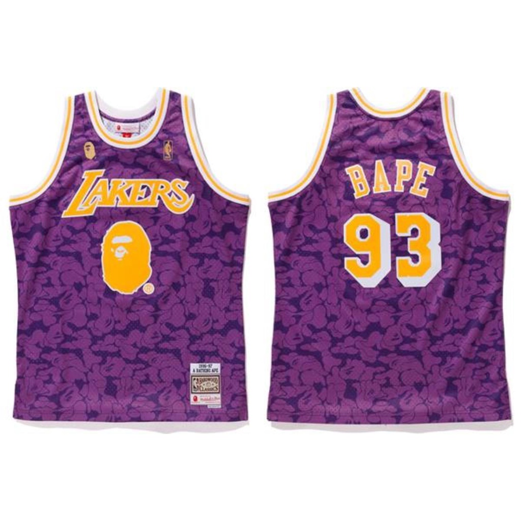Bape X MITCHELL & NESS LAKERS JERSEY Shopee Thailand