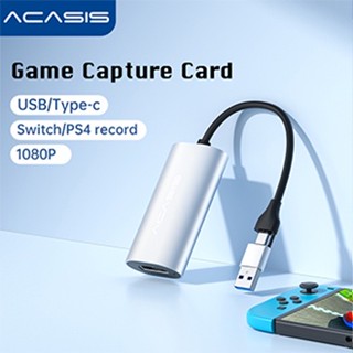 Acasis การ์ดจับภาพวิดีโอ HDMI สําหรับ Nintendo Switch 1080P HD Live Streaming Record USB Type-c เป็น HDMI PS4 Xbox เข้ากันได้กับโทรศัพท์มือถือ กล้อง แล็ปท็อป