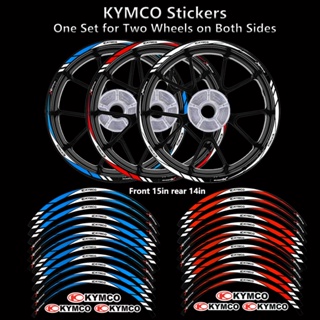 สติกเกอร์สะท้อนแสง KYMCO ขนาด 14 นิ้ว และ 15 นิ้ว สําหรับติดดุมล้อรถจักรยานยนต์ KYMCO Xciting จํานวน 12 ชิ้น
