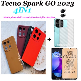 4 in1 เคสโทรศัพท์มือถือ ซิลิโคนนิ่ม สีแคนดี้ สําหรับ Tecno Spark GO 2023 Spark 6 GO Spark 8P Spark 8C Spark 8