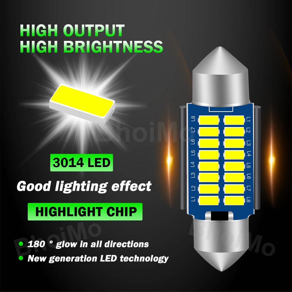 bhoimo-ไฟสัญญาณเลี้ยว-led-12smd-16smd-dc12v-31-มม-36-มม-39-มม-41-มม-3014-14smd-สีขาว-ชมพู-ฟ้า-สําหรับติดป้ายทะเบียนรถยนต์-รถจักรยานยนต์