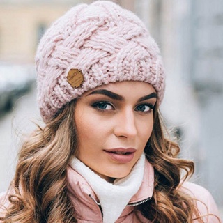 หมวกถัก ผ้าวูล แบบหนา แฟชั่นฤดูใบไม้ร่วง และฤดูหนาว สําหรับผู้ชาย และผู้หญิง