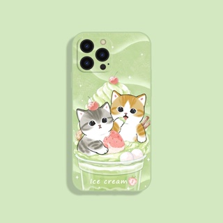 Dmy เคสโทรศัพท์มือถือ ซิลิโคนนิ่ม กันกระแทก ลายแมวไอศกรีม สําหรับ iphone 13 14 pro max 12 mini 11 XS max XR 7 Plus 6 6s 8