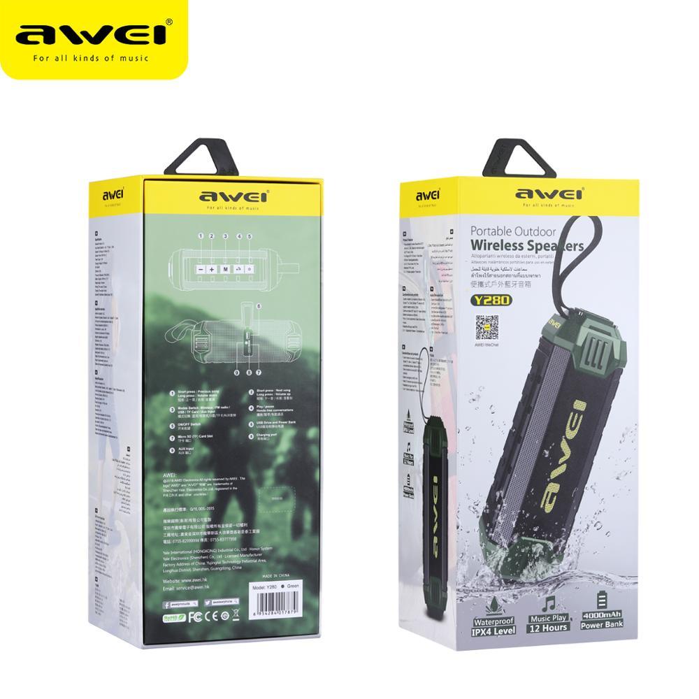 awei-y280-ลําโพงสเตอริโอไร้สาย-บลูทูธ-aux-tf-card-fm-กันน้ํา-แบบพกพา