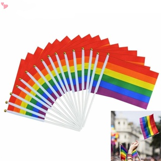 ธงชาติ LGBT ขนาดเล็ก 5x8 นิ้ว 10 แพ็ก สําหรับตกแต่งงานปาร์ตี้