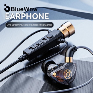 Bluewow KT02 ไมโครโฟน Lavalier 3.5 มม. พร้อมหูฟัง แบบพกพา ขนาดเล็ก สําหรับบันทึกวิดีโอ ไลฟ์สด ถ่ายทอดสด วีล็อก ชั้นเรียนออนไลน์ และคาราโอเกะ