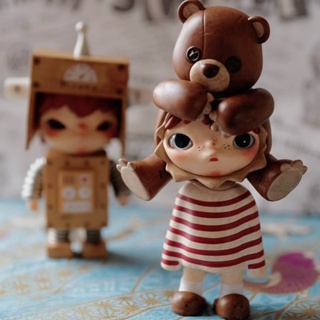 【ของแท้】POPMART Hirono Little Mischief Series กล่องสุ่ม ฟิกเกอร์ Hirono v2 สําหรับตกแต่งบ้านตุ๊กตา