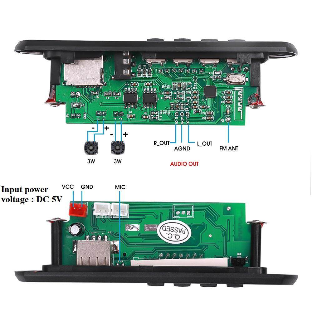 บอร์ดถอดรหัส-เครื่องเล่น-mp3-ไร้สาย-บลูทูธ-5-0-6w-dc-5v-หน้าจอ-lcd-ไมโครโฟน-แฮนด์ฟรี