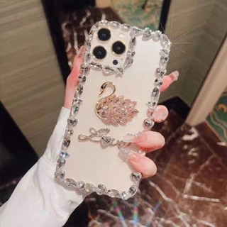 ใหม่ เคสโทรศัพท์มือถือแบบนิ่ม แต่งพลอยเทียม กลิตเตอร์ เพชร หงส์ หรูหรา สําหรับ SAMSUNG A13 A14 A54 A04S A04E A05 A05S A03S A03 A02 A12 A24 A34 S20 S21 S22 S23 Ultra FE