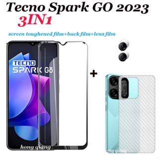 3in1 Tecno Spark Go 2023 ฟิล์มกระจกนิรภัยกันรอยหน้าจอ แบบเต็มจอ สําหรับ Spark Go 2022 Spark 8C 8 8T Spark 9 9T Spark 6 Go