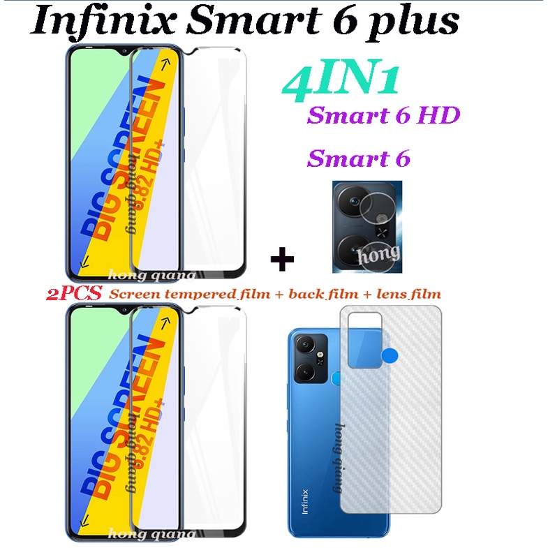 4in1-ฟิล์มกระจกนิรภัย-2-ชิ้น-ฟิล์มด้านหลัง-1-ชิ้น-ฟิล์มเลนส์กล้อง-1-ชิ้น-สําหรับ-infinix-smart-7-smart-6-plus-smart-6-smart-5-smart-4