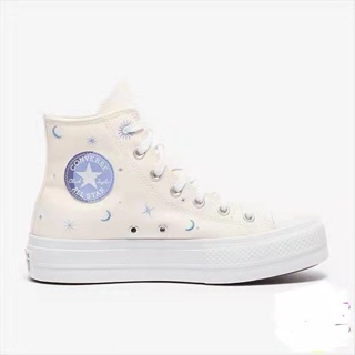 Converse Chuck Taylor ALL star รองเท้าผ้าใบลําลอง พื้นหนา ปักลายดวงจันทร์ และดาว สําหรับสตรี-B95