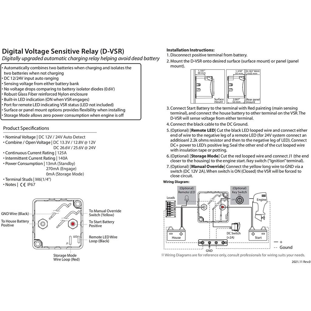 ชุดรีเลย์ตรวจจับแรงดันไฟฟ้าอัตโนมัติ-125-แอมป์-12v-24v-สําหรับรถพ่วง-เรือ-utv-rv-camper-trailer-dvsr