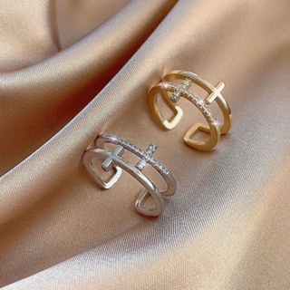 แหวน ประดับเพทาย สีทอง สไตล์เกาหลี หรูหรา เครื่องประดับ สําหรับผู้หญิง งานแต่งงาน ปาร์ตี้