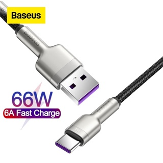 Baseus 6A Usb To Type-C สายเคเบิ้ลข้อมูล 66W Usb-C สายชาร์จเร็วสําหรับ Huawei Mate 40 Pro P30 Pro รองรับ 480Mbps ส่งข้อมูล