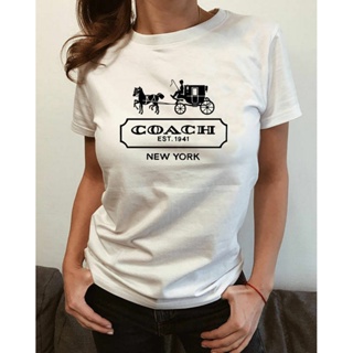 Fashion Logo Coach Casual T-Shirt Women Clothing Tops Casual Gift Tee Mens and womens cotton short_02