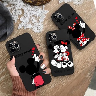 เคสโทรศัพท์มือถือ ซิลิโคนนิ่ม ลายมิกกี้ มินนี่เมาส์ สีดํา สําหรับ Apple iPhone 14 13 12 11 Pro Max mini XS XR X 8 7 Plus SE 2020