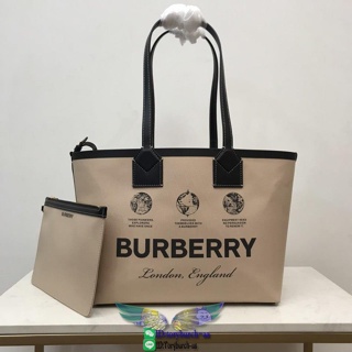 Burberry horseferry canvas shoulder shopping tote handbag reversal storage bag large beach tote