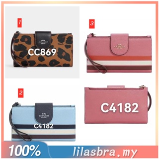 Coach CC869 C4182 กระเป๋าสตางค์ ผู้หญิง กระเป๋าสตางค์แบบมีซิป ช่องใส่การ์ดหลายช่อง ขนาดกลาง 869 4182