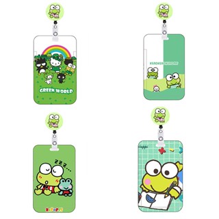 Keroppi ที่ใส่ป้ายน่ารัก พับเก็บได้ เชือกเส้นเล็ก รอกคลิป ของขวัญเด็ก