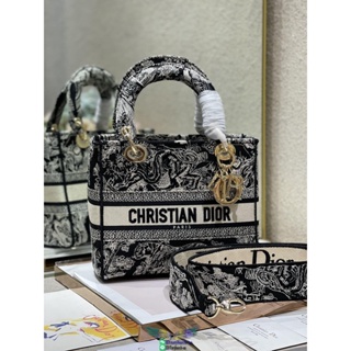 original D.ior MyABCD embroidered Diana handbag multipockets shopping tote with iconic charm