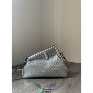 blingbling Fen.di crystal-detailed first clutch plus underarm flap baguette premium quality