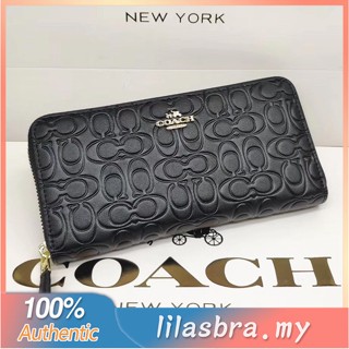 Coach 39631 กระเป๋าสตางค์ ผู้หญิง กระเป๋าสตางค์ซิปยาว ลายนูนตัวอักษร C ช่องใส่การ์ดหลายช่อง กระเป๋าซิปด้านใน