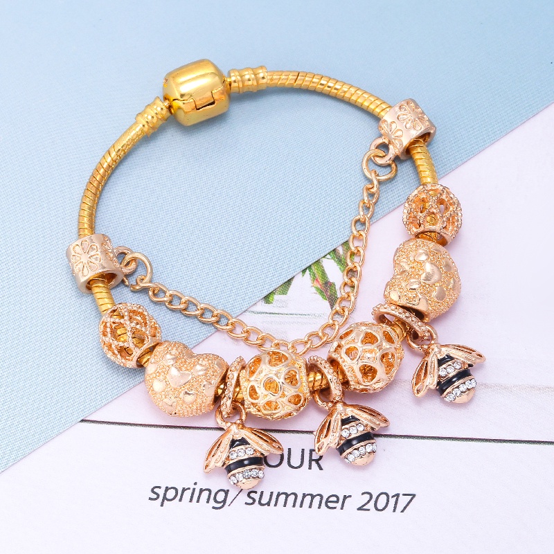dinglly-สร้อยข้อมือ-จี้รูปผึ้ง-3-ตัว-สีทอง-สําหรับผู้หญิง-diy
