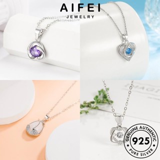 AIFEI JEWELRY ผู้หญิง จี้ มอยส์ซาไนท์ไดมอนด์ 925 แท้ เกาหลี สร้อยคอ เงิน ต้นฉบับ แฟชั่น เครื่องประดับ Silver เรียบง่าย เครื่องประดับ M049