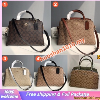 Coach 91495 91016 lillie Carryall กระเป๋าสะพายไหล่ผู้หญิง/กระเป๋าถือ/วัสดุหนังแท้/ความจุขนาดใหญ่/ช่องเก็บของสองช่อง