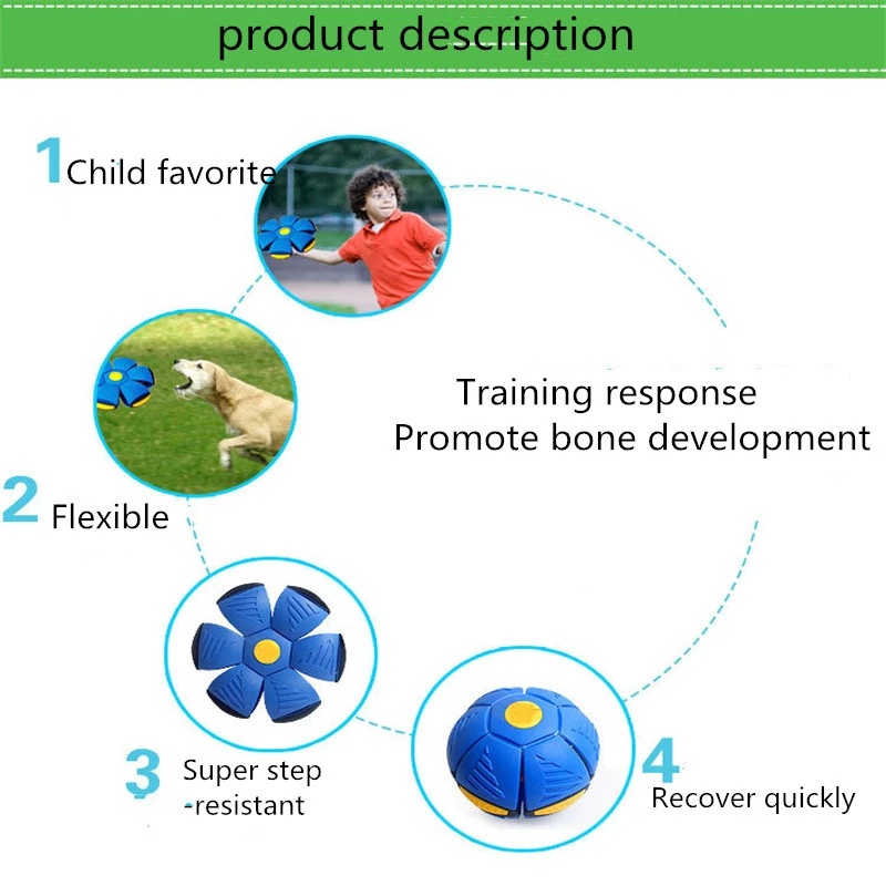 สัตว์เลี้ยงสุนัขของเล่นจานบินลูกบอลเปลี่ยนรูปมายากลของเล่นยูเอฟโอกีฬากลางแจ้งอุปกรณ์ฝึกสุนัขเล่นแผ่นบิน