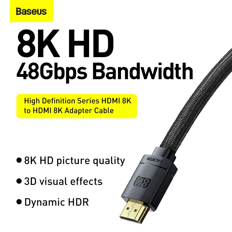 Baseus สาย HDMI 8K 2.1 48Gbps รองรับ 8K@60Hz, 4K@120Hz สำหรับ PS5, PS4 ...