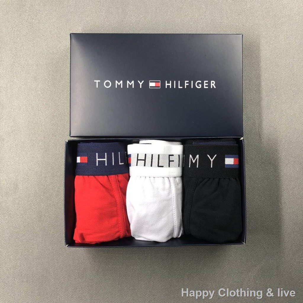 3-ชิ้น-tommy-hilfiger-ผ้าฝ้าย-กางเกงบ็อกเซอร์-สี่มุม-ใหม่-ผู้ชาย-ชุดชั้นใน-ทํากล่องของขวัญ-บริสุทธิ์