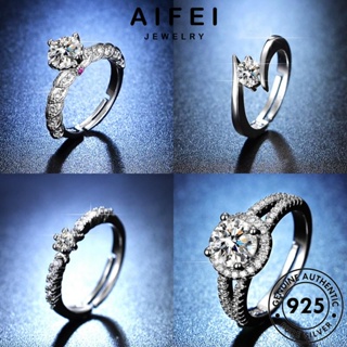 AIFEI JEWELRY 925 แหวน เครื่องประดับ เครื่องประดับ ต้นฉบับ แท้ เกาหลี Silver มอยส์ซาไนท์ไดมอนด์ แฟชั่น ผู้หญิง เรียบง่าย เงิน M066