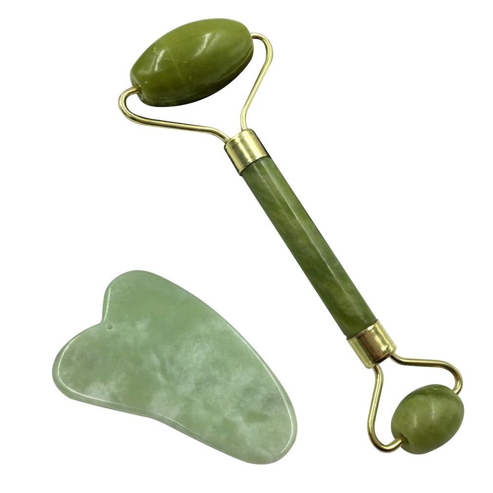 ஐ﹊Natural Jade Massager Guasha Facial Jade Roller Face Lift Body Gua
