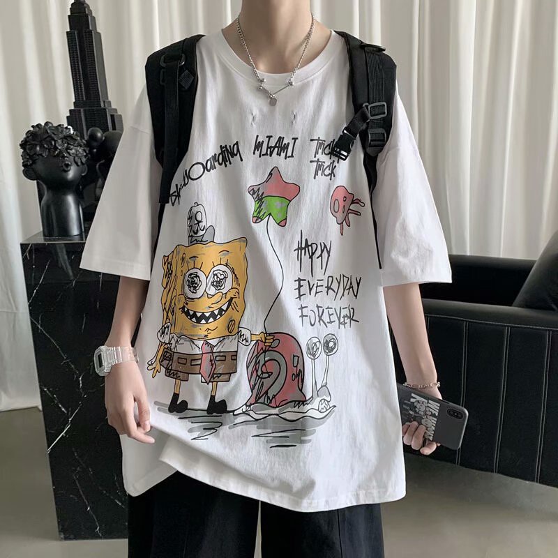 new-ขนาด-s-8xl-เสื้อยืดแขนสั้นผ้าฝ้ายพิมพ์ลายการ์ตูนเรียบง่ายและอเนกประสงค์สำหรับผู้ชายและผู้หญิงอินเทรนด์แบรนด์-supe