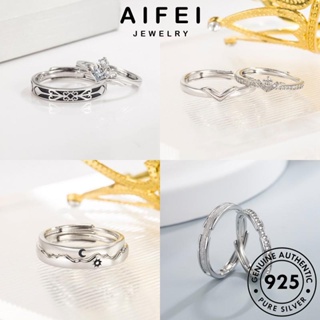 AIFEI JEWELRY คู่รัก แฟชั่น เกาหลี แท้ ต้นฉบับ เงิน 925 Silver แหวน เครื่องประดับ เครื่องประดับ มอยส์ซาไนท์ไดมอนด์ เรียบง่าย M063