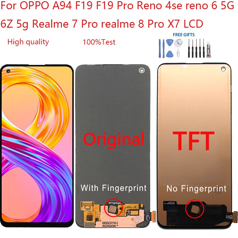 อะไหล่หน้าจอสัมผัสดิจิทัล LCD แบบเปลี่ยน สําหรับ OPPO A94 F19 F19 Pro ...