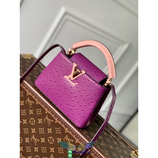 purple LV Capucines PM BB ostrich shopper handbag business briefcase laptop notebook handbag