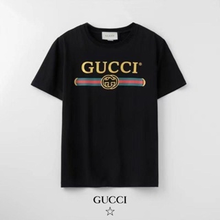 Gucci 2023G เสื้อยืดคอกลม แขนสั้น ผ้าฝ้าย ทรงหลวม ขนาดใหญ่ สไตล์เกาหลี สําหรับผู้ชาย และผู้หญิง