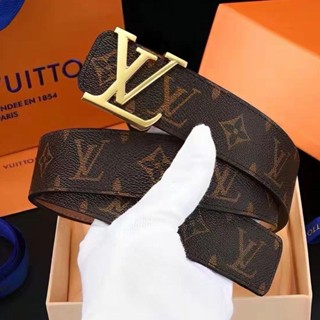 Lv เข็มขัดหนังวัวแท้ ลายสก๊อต เข้ากับทุกการแต่งกาย สไตล์นักธุรกิจ แฟชั่นสําหรับผู้ชาย